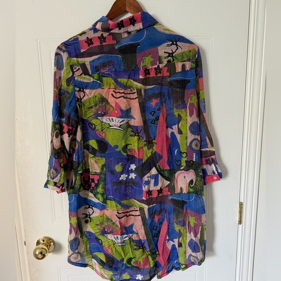 LAVENA FASHION | medium | Sheer Button-Up Floral Front Long Shirt - Picture 6 of 7